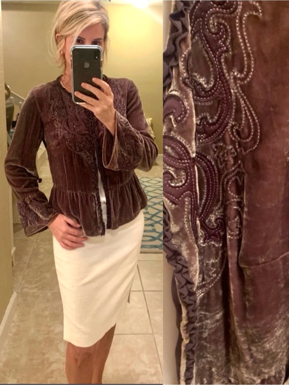 Tahari Velvet Embroidered Silk Blazer
